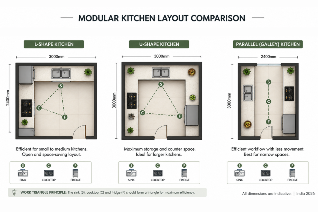 Modular Kitchen Design: L-Shape vs U-Shape vs Parallel — Complete 2026 Guide image