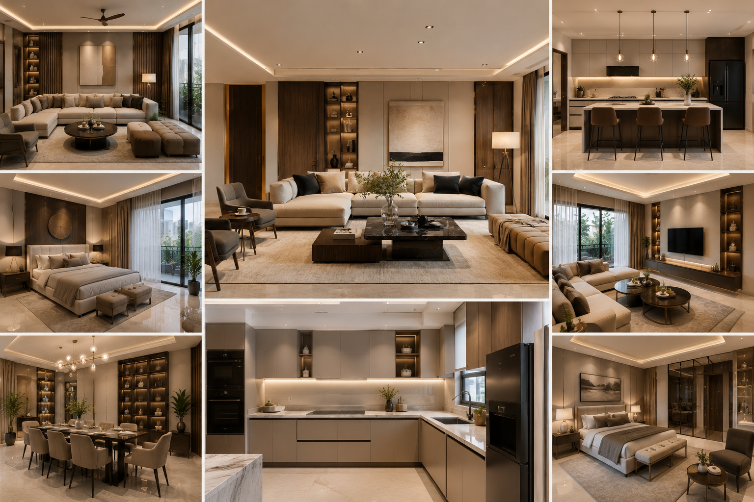 Modern luxury apartment interiors collage