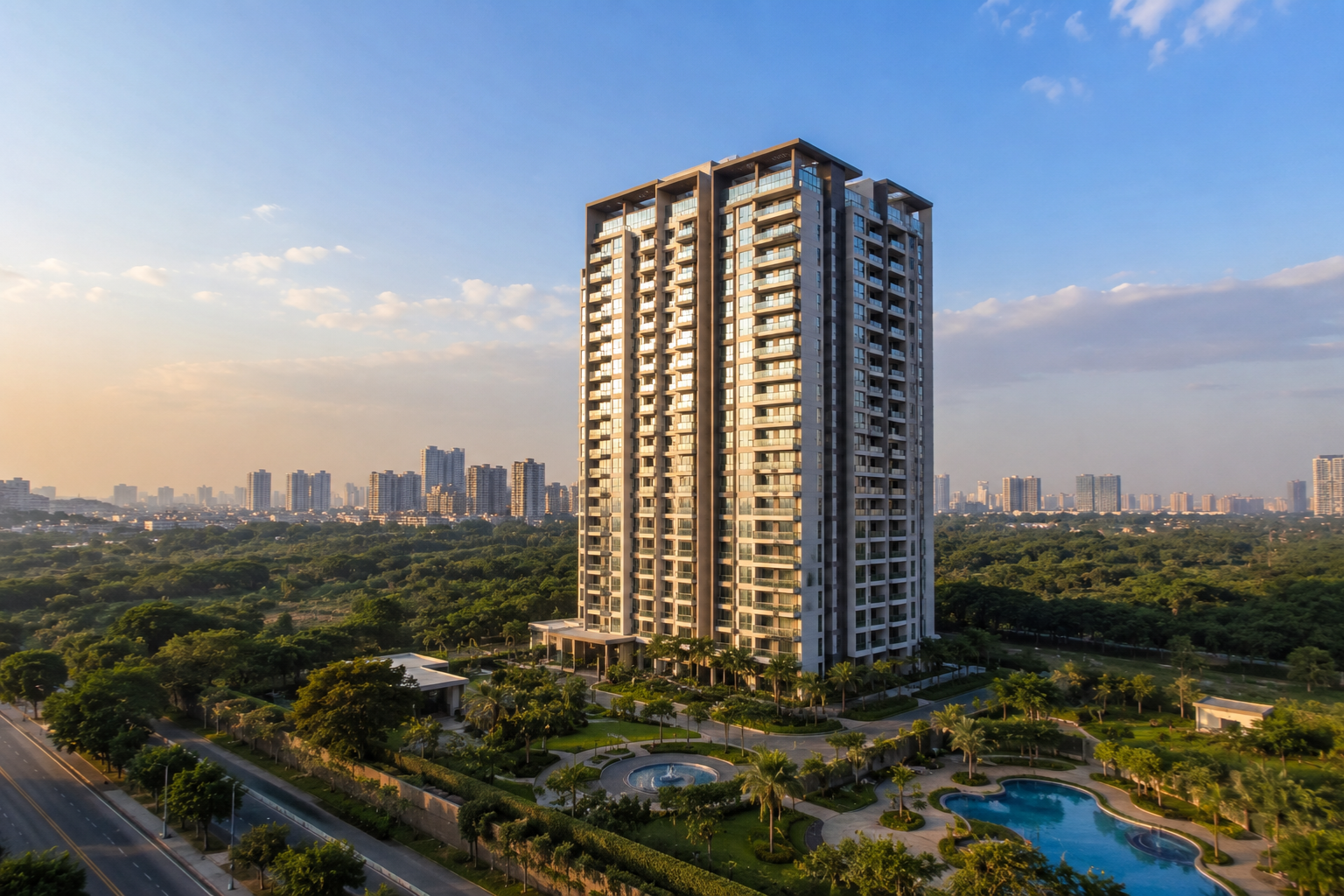High-Rise vs Low-Rise Housing in India: Which One Is Right for You? View from high-rise apartment in Gurgaon, air quality and views are genuine advantages of high-rise living in India