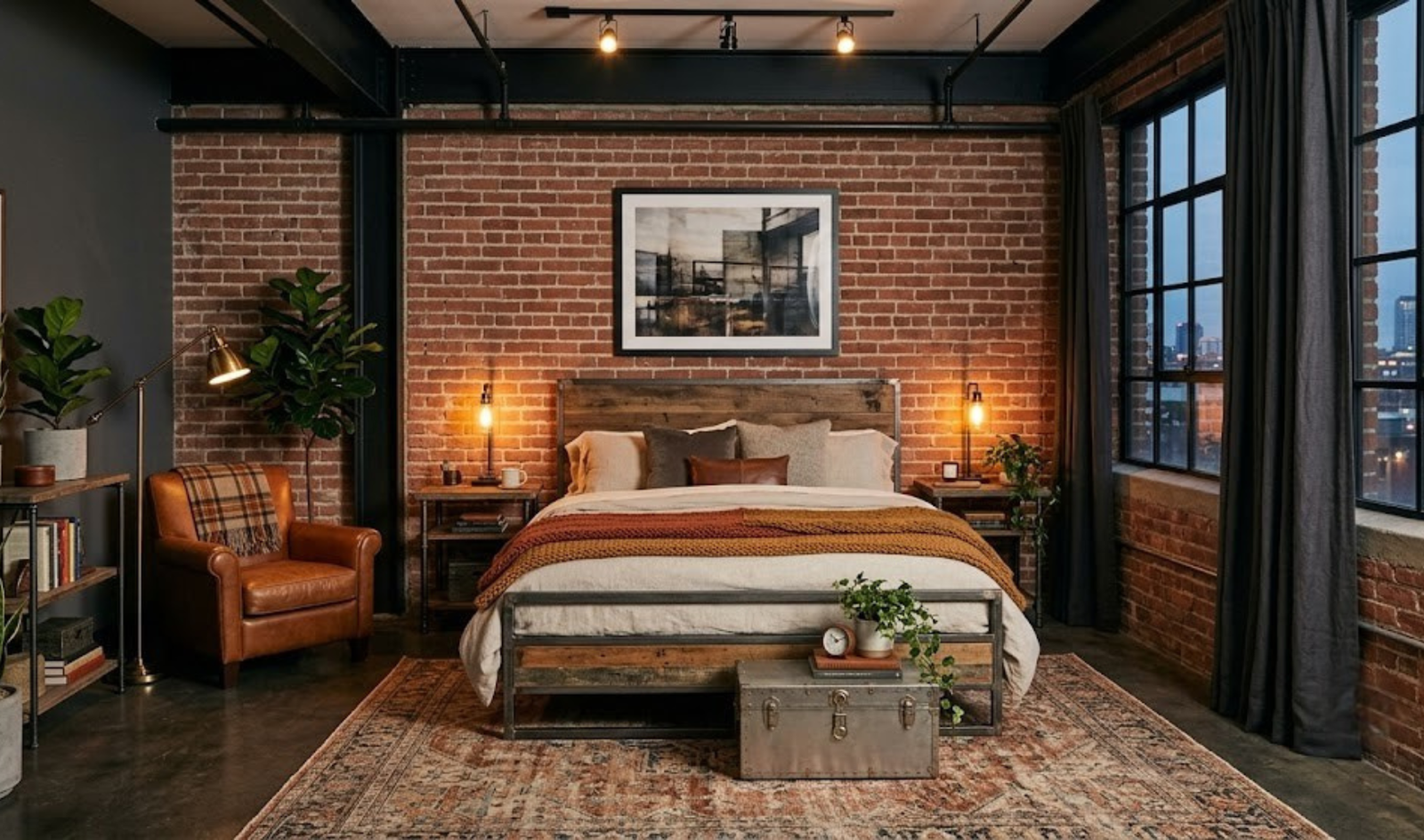 Industrial Warmth Bedroom Design