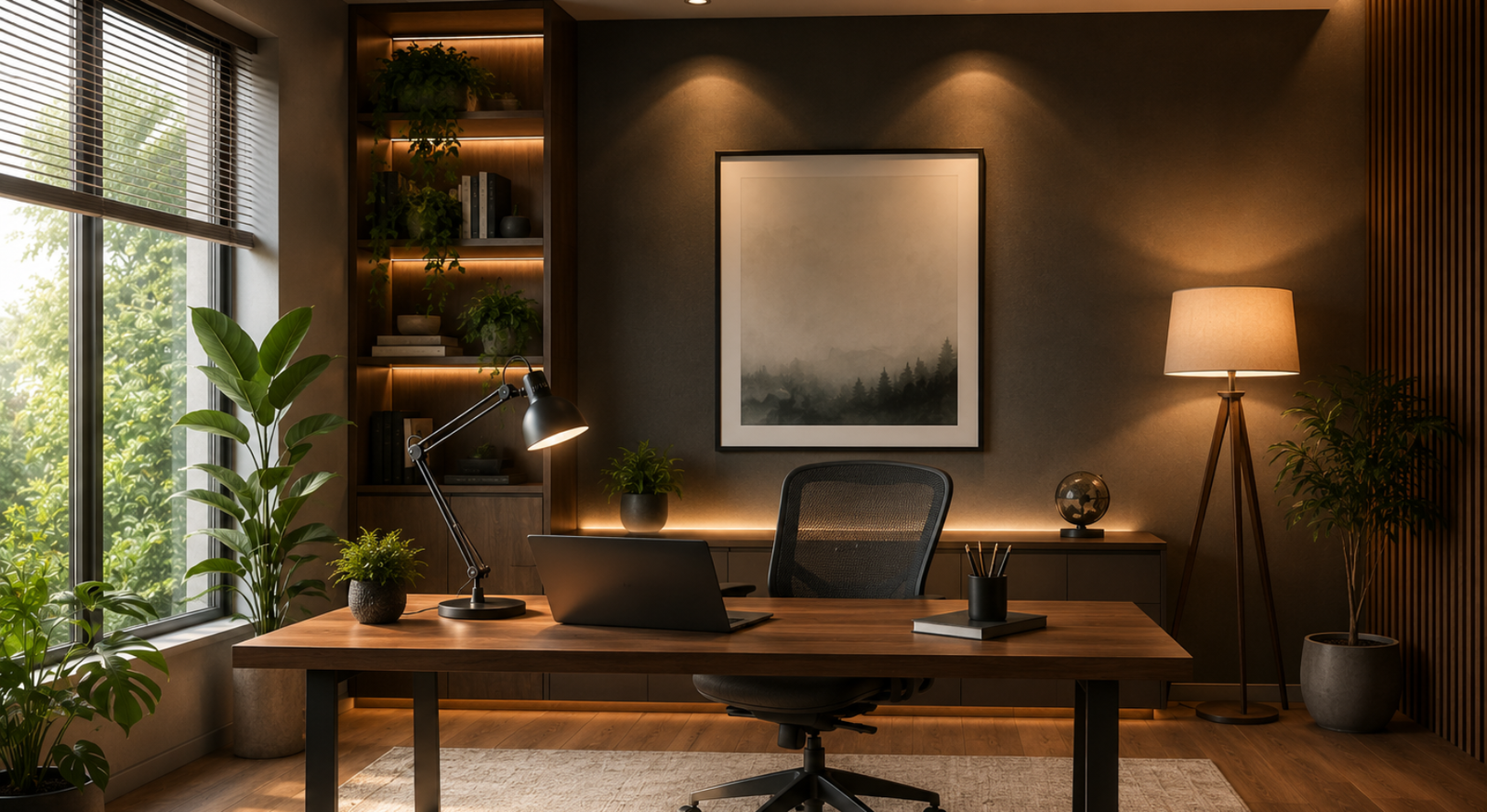 Layered Lighting Layout Home Office Design