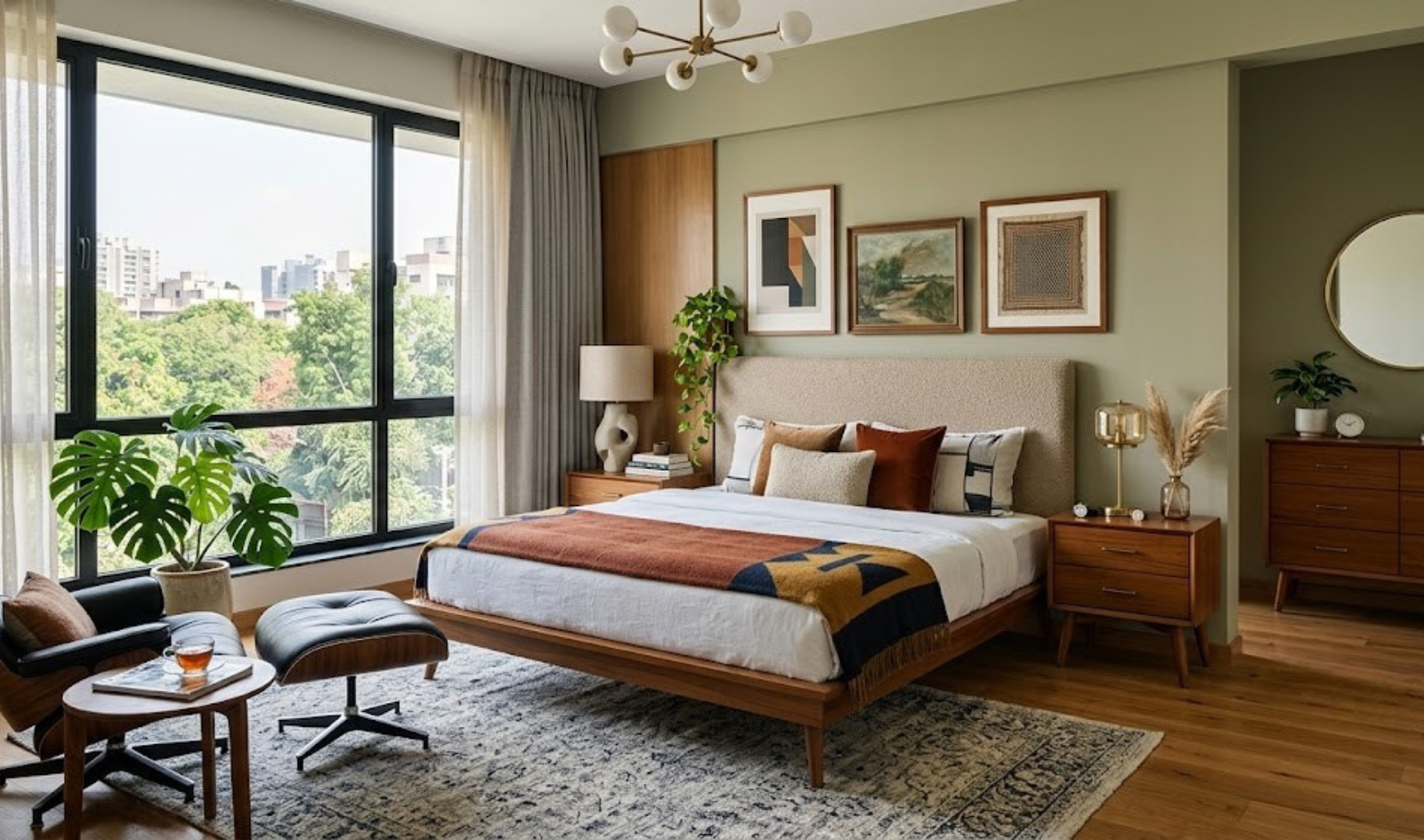Mid-Century Refined Bedroom Design