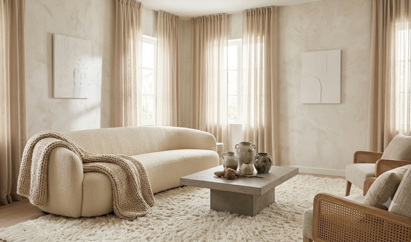 Monochromatic Texture Living Room Design