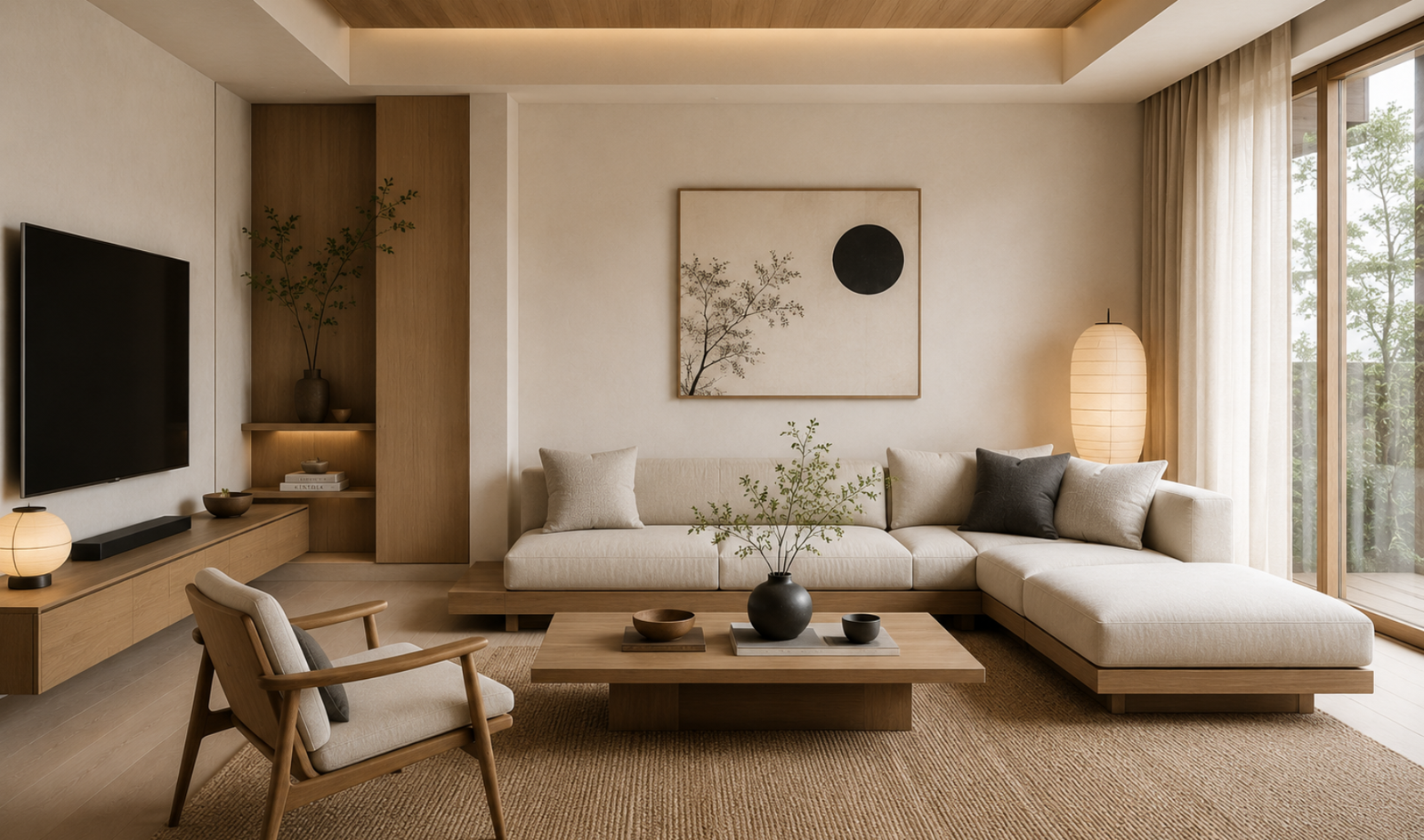 Japandi Minimalist Living Room Design