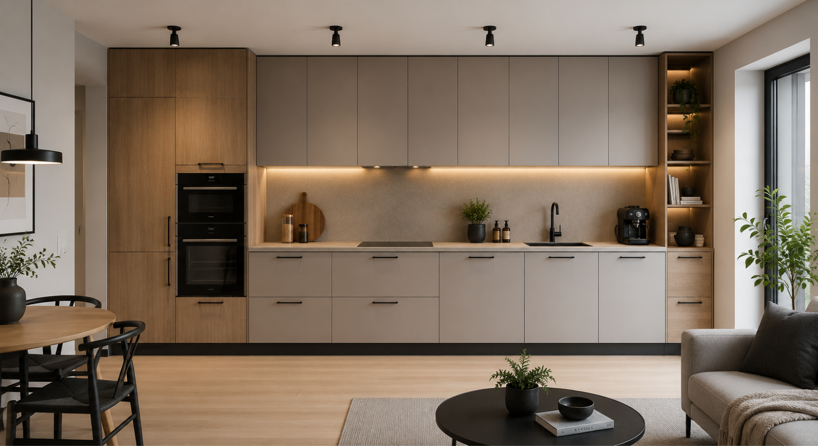 Straight Line (One-Wall) Layout Kitchen Design