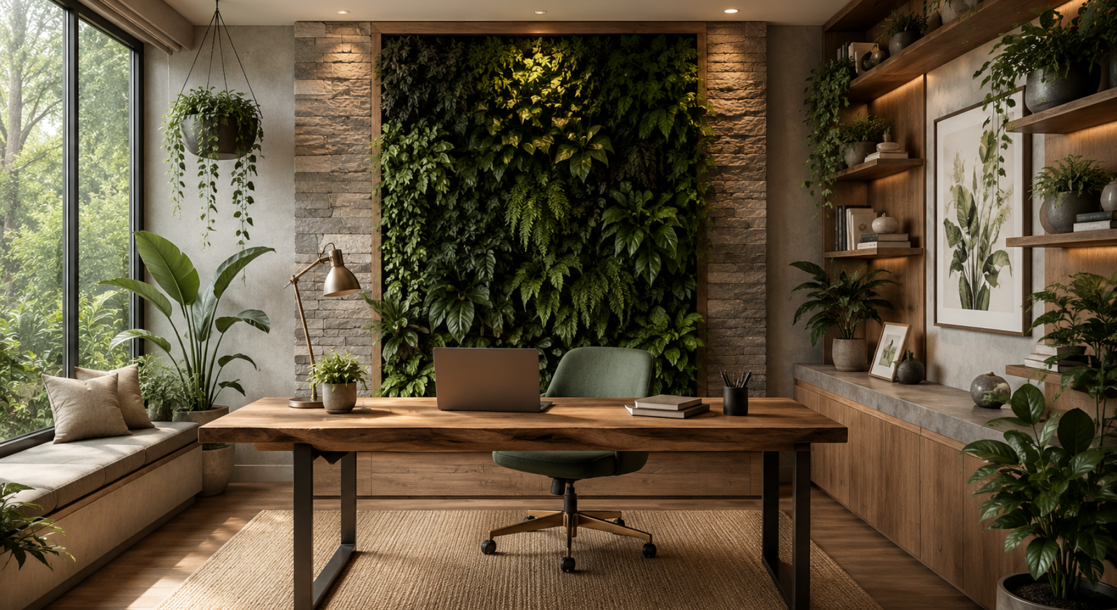 Biophilic Sanctuary Home Office Design
